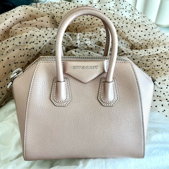 Givenchy Metallic Sugar Goatskin Mini Antigona Rose Gold Light Pink - Picture 4 of 16